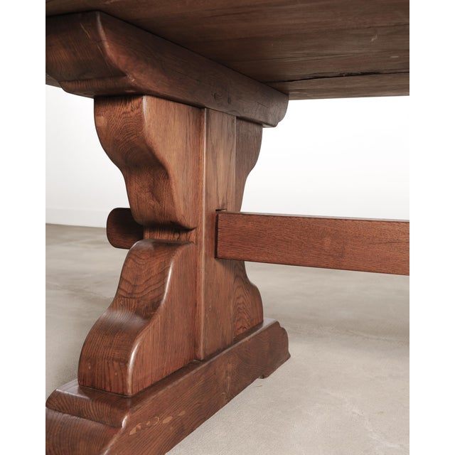 Country French Oak Refectory Farmhouse Trestle Dining Table 8 Ft. For Sale - Image 15 of 17