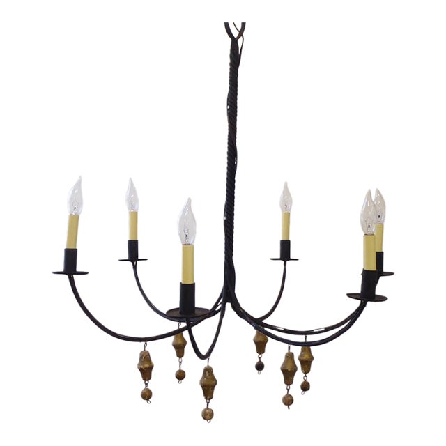Vintage American Iron Chandelier For Sale