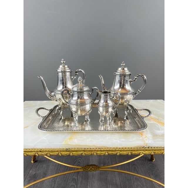 Late 19th Century Silver-Plated Metal Tea and Coffee Service, Set of 5 For Sale - Image 11 of 12