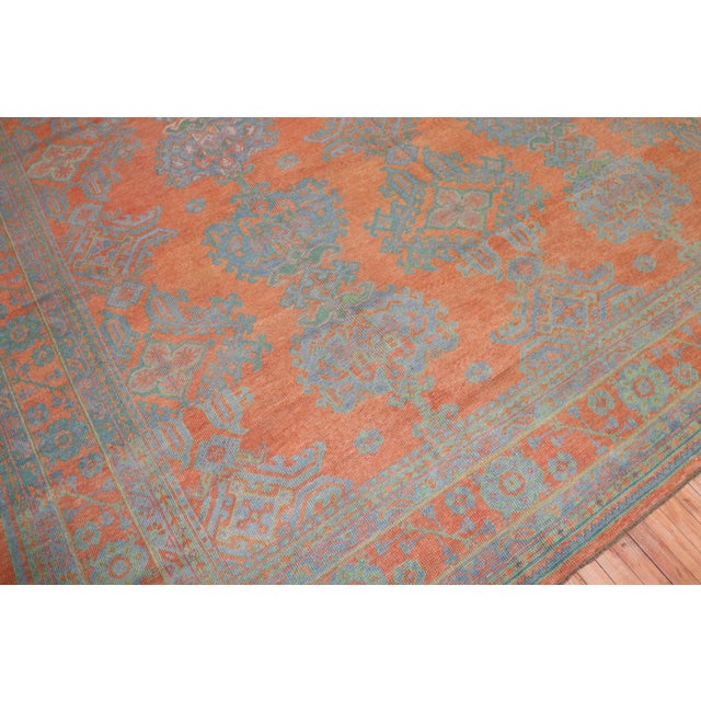 Bright Coral Antique Oushak Rug, 11'4'' X 14'1'' For Sale - Image 14 of 18