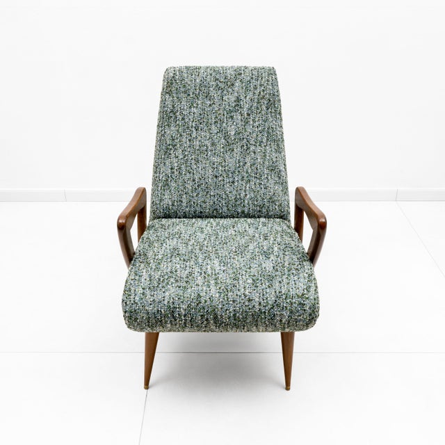 1970s Mid-Century Modern Italian Armchairs with Sculptural Wooden Arms, 1970, Set of 2 For Sale - Image 5 of 8