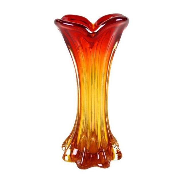Mid-Century Red and Orange Murano Glass Vase, 1960s-1970s For Sale - Image 6 of 16