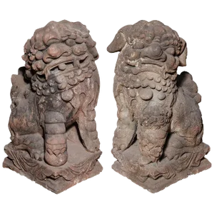 Late Ming Dynasty Antique Stone Lions From China, Circa 16th-17th Century