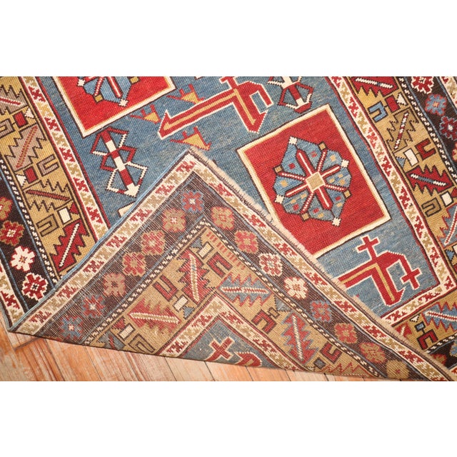 Late 19th Century 19th Century Zabihi Collection Blue Karaghashli Caucasian Rug - 3' x 5' For Sale - Image 5 of 12