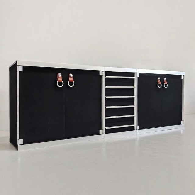 Modern Sideboard in Fabric, Leather, Marble and Metal attributed to Guido Faleschini for I4 Mariani Hermes, 1970s For Sale - Image 3 of 18