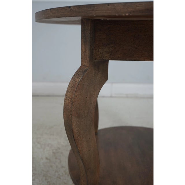 Transitional Round Aged Distressed Finish Occasional Table For Sale - Image 3 of 12