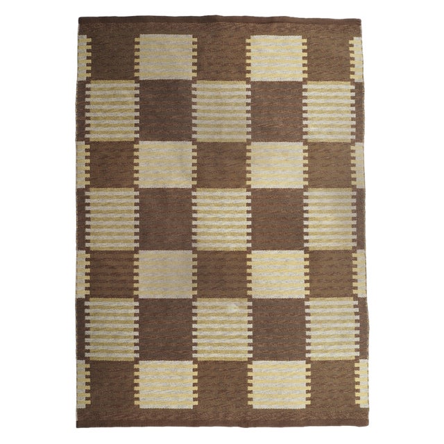 Double Sided Flatweave Rug attributed to Carl Malmsten for Capellagården, 1950s For Sale