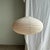 Large Vintage Oval Flattened Pink Rattan and Natural Linen Pendant Light, 1980s For Sale - Image 14 of 18