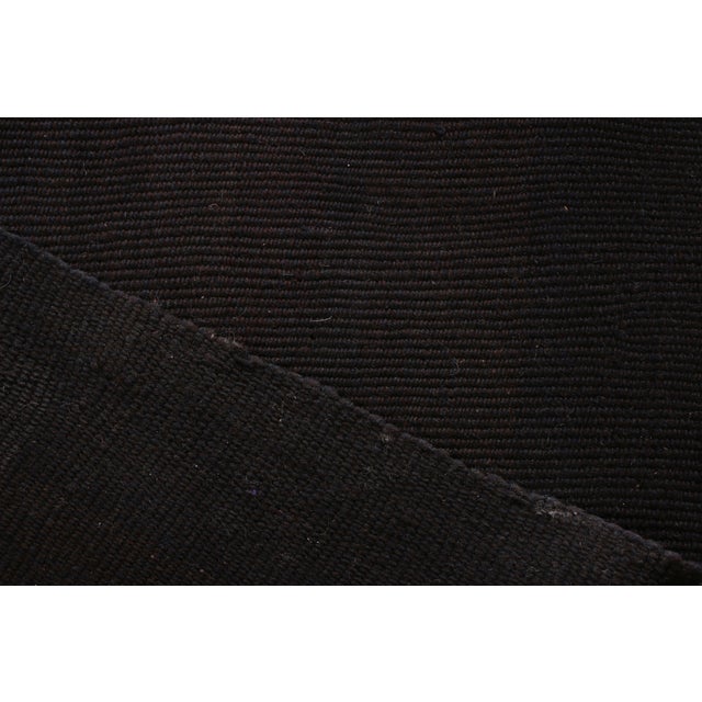 Black 1950s Vintage Mid-Century Kilim Runner Black Purple Striped Persian Rug For Sale - Image 8 of 8