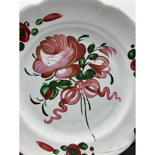 Antique 19th Century French Faience Floral Tin Glazed Earthenware Plate For Sale - Image 4 of 12