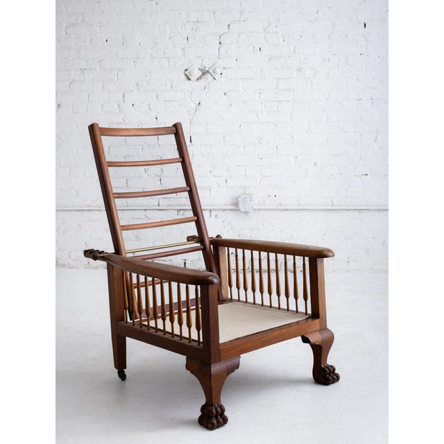 Victorian Antique Paw Foot Morris Chair in Oak For Sale - Image 14 of 15