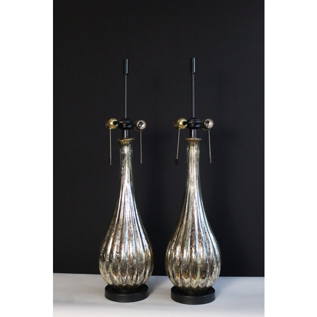 Mid 20th Century Italian Avventurina Influence Mirrored Lamps - a Pair For Sale - Image 12 of 12