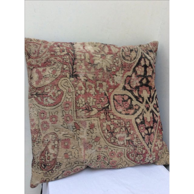 Nice large pillow with black velvet back and zipper. The front is made from an antique Persian rug. There is some minor...