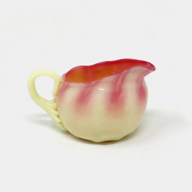 Mid 20th Century Pairpoint Ribbed Glossy Burmese Glass Creamer For Sale - Image 4 of 6