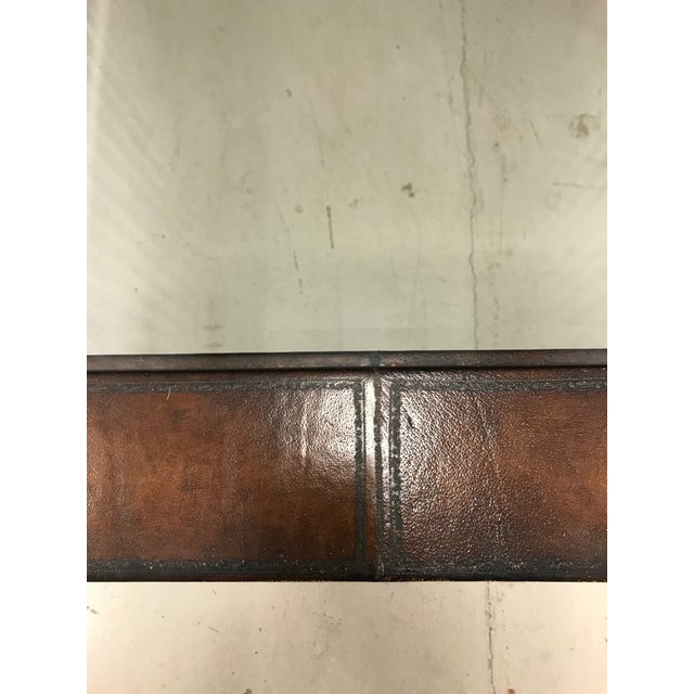 Metal Thomasville Leather, Iron & Glass Top Coffee Table For Sale - Image 7 of 12