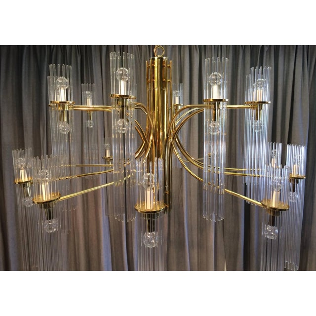 1970s Gaetano Sciolari Brass & Glass Chandelier For Sale In Miami - Image 6 of 9