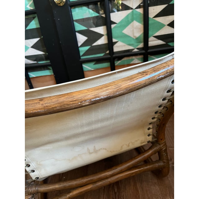 1960s 1960s Mid Century Bent Wood Chair With Laced Canvas Seat For Sale - Image 5 of 10