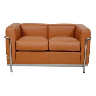 LC2 Sofa in Cognac Leather by Le Corbusier, 2000s For Sale