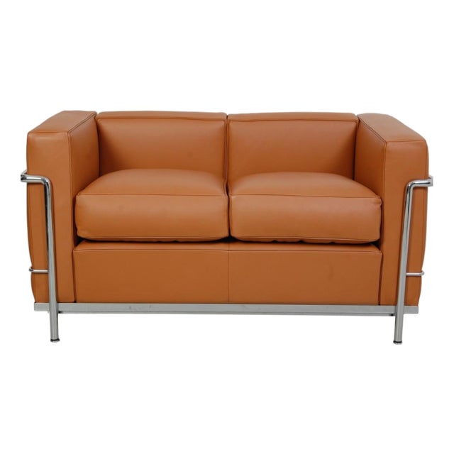 LC2 Sofa in Cognac Leather by Le Corbusier, 2000s For Sale
