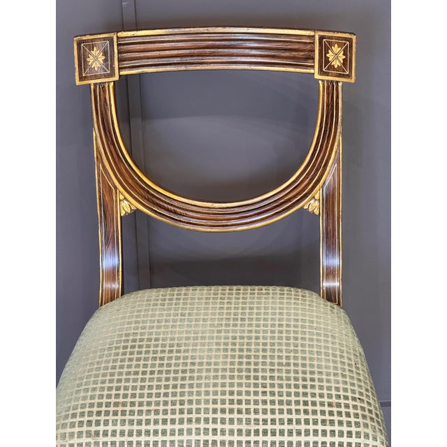 Set of Eight Regency Style Faux Rosewood and Gilt Dining Chairs For Sale - Image 14 of 18