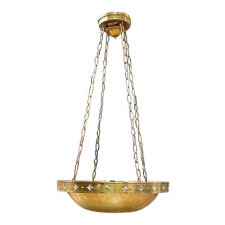 Antique Brass Arts and Crafts Ceiling Light Pendant For Sale