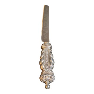 1990s Mazon Sterling Silver .925 Shabbat Challah Knife 13" Serrated Steel in Box Judaica For Sale