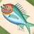 A bright and cheerful fish painting, hand-painted by master artists using acrylic paints and natural pigments. He is full...