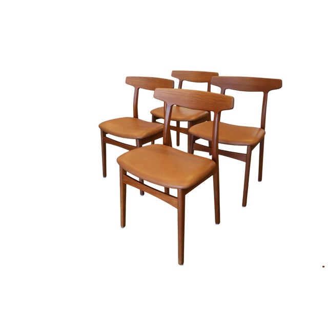 Model 60 Chairs in Teak and Leather by Henning Kjærnulf for Bruno Hansen, 1950s, Set of 4 For Sale - Image 15 of 18