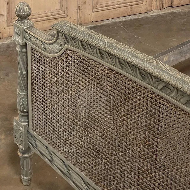Wood 19th Century French Louis XVI Painted Bed With Caning For Sale - Image 7 of 13
