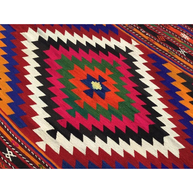 Vintage Turkish Kilim Rug - 78" X 123" For Sale In Raleigh - Image 6 of 10