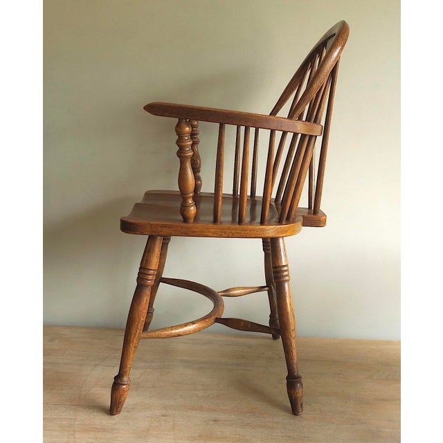 Mid-Century Modern Lyre Back Windsor Elbow Armchair in Oak, 1960s For Sale - Image 6 of 13