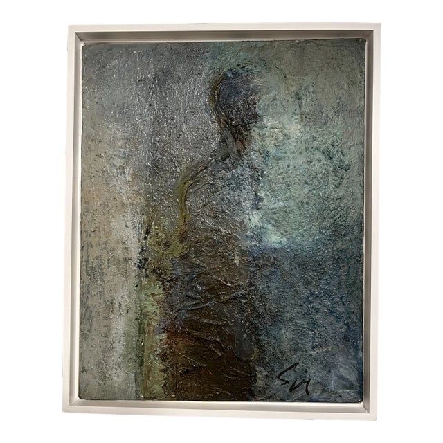Robert Spring (1938-2016), Postmodern Textured Abstract Oil Painting on Canvas of a Human Silhouette For Sale