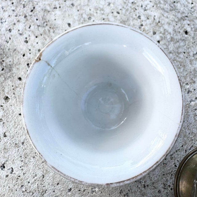 Vintage Israeli Porcelain Tea Cups in Brass Holders - Set of 6 For Sale In West Palm - Image 6 of 8