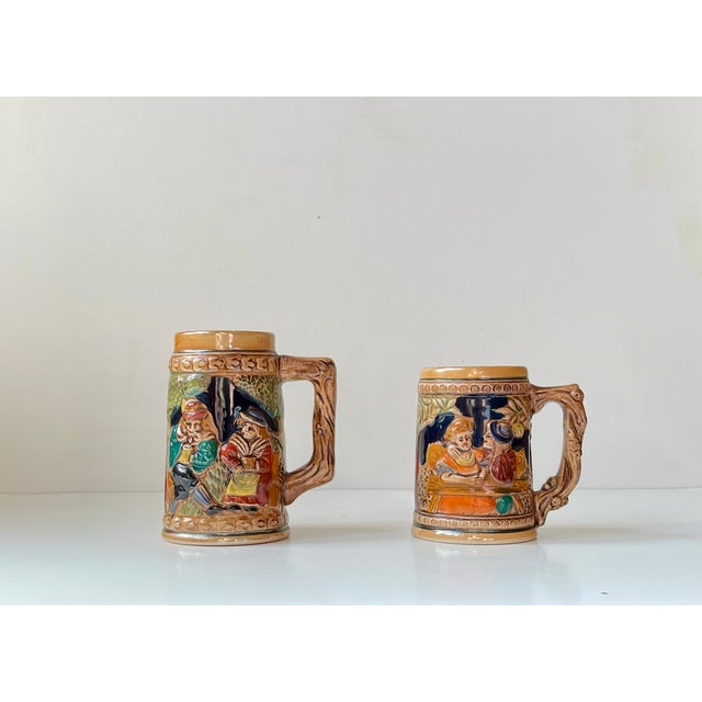 Medieval Themed German Bier Steins Mugs in Glazed Stoneware, Set of 2 For Sale - Image 9 of 9