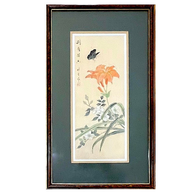 1980's Chinese Floral Paintings on Silk - Set of Three For Sale - Image 12 of 16