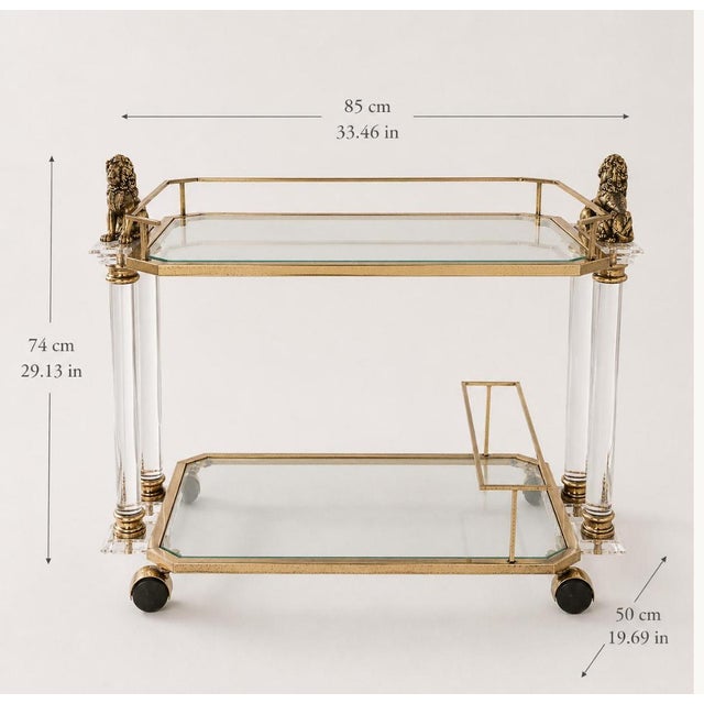 1970s Vintage Italian Serving Trolley in Brass, 1970s For Sale - Image 5 of 12