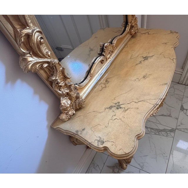 Late 19th Century Monumental 19th-Century Rococo Revival Giltwood Pier Mirror &Amp; Matching Console, C. 1860–1875 For Sale - Image 5 of 13