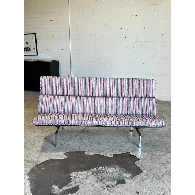 Chrome Eames Herman Miller Compact Sofa Newly Upholstered For Sale - Image 8 of 8