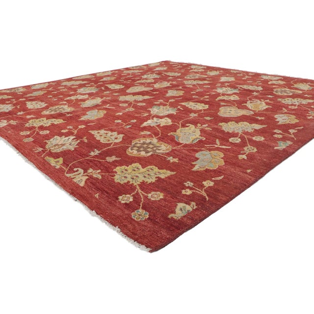30291 Vintage Scarlet Vineyard Transitional Square Rug, 08'00 x 08'03. This hand knotted wool Scarlet Vineyard...