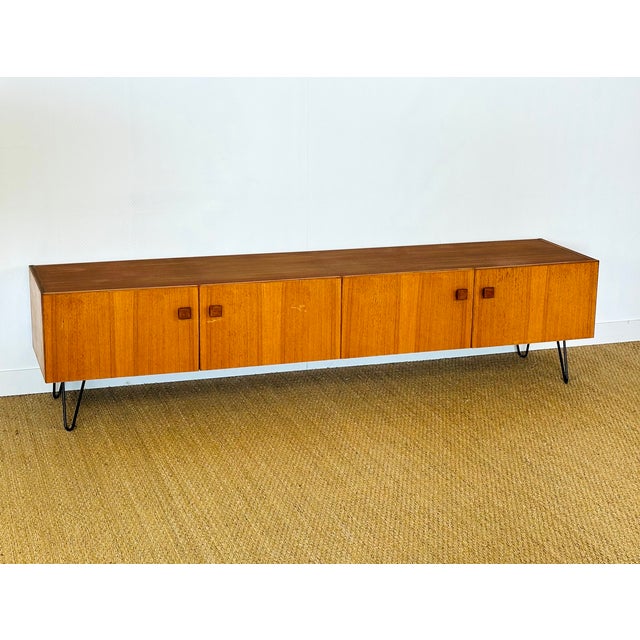 Mid-Century Modern Minimalist Scandinavian Teak Sideboard, 1960s For Sale - Image 3 of 17