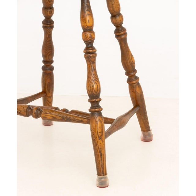 Early 20th Century Windsor Style Oak Swivel Seat Bar Stool For Sale - Image 5 of 7