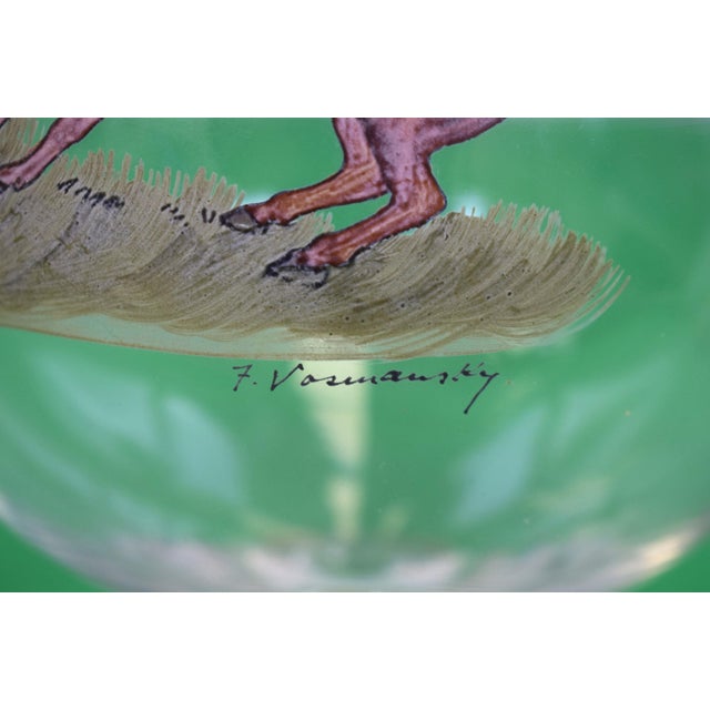 Late 20th Century Abercrombie & Fitch X Frank Vosmansky Hand Painted Fox Hunter Gold Rim Martini Mixer For Sale - Image 4 of 5