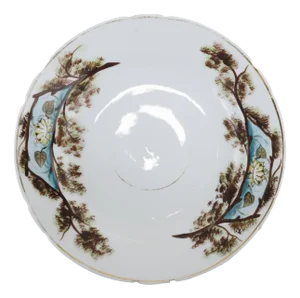 Vintage Hand-Painted Porcelain Saucer – Asian Landscape & Lotus Design