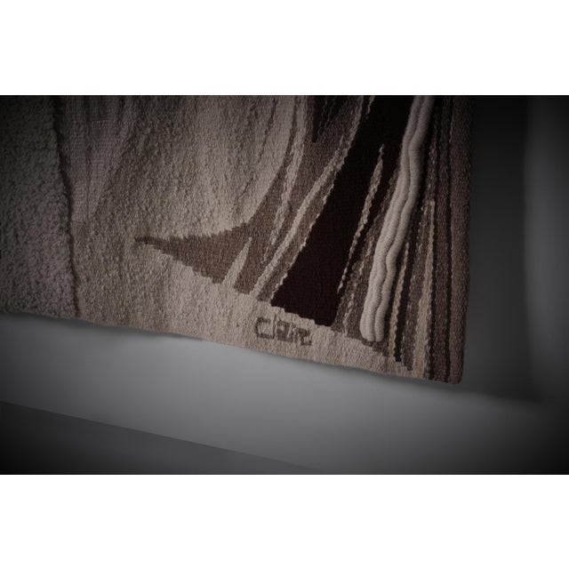 Wood Abstract Hand Knotted Wall Tapestry, France, 1960s For Sale - Image 7 of 9