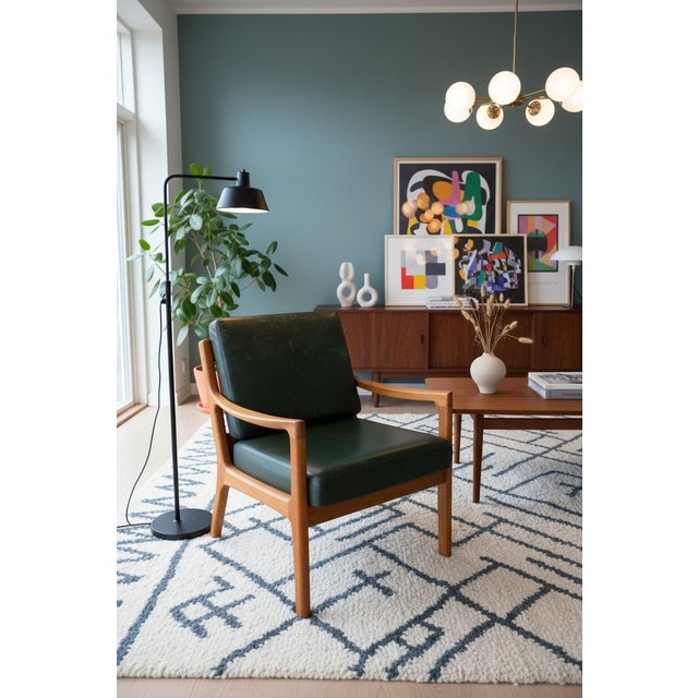 Model 169 Senator Lounge Chair in Teak and Green Leather by Ole Wanscher for Poul Jeppesens Møbelfabrik, 1960s For Sale - Image 9 of 18