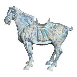 Cast Iron Patinated Metal Tang Dynasty Horse Figurine