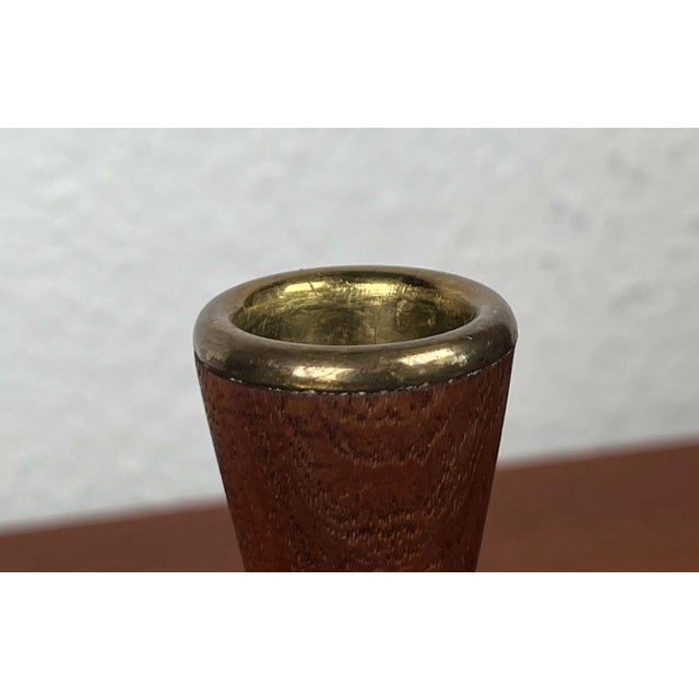 Brown Mid-Century Modern Danish Teak and Brass Candleholder, 1960s For Sale - Image 8 of 18