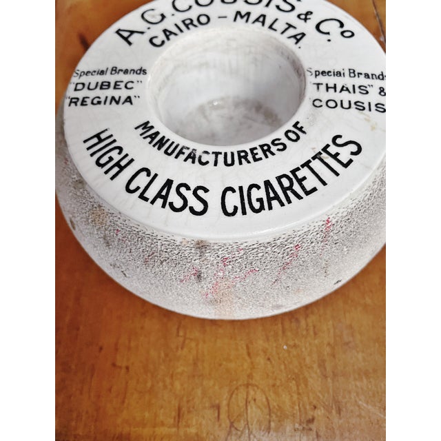A lovely antique English stoneware match striker, made to be used in a pub to advertise Egyptian cigarettes. In great...