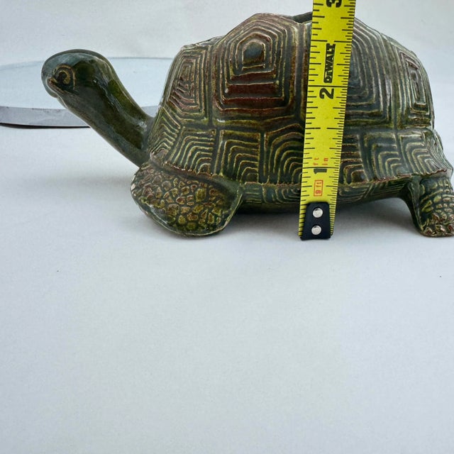 Ceramic Bitossi-Style Green Ceramic Turtle Planter For Sale - Image 7 of 8