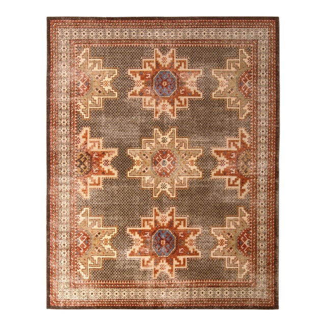 Rug & Kilim’s Oversized Etoile Rug in Red and Brown, 14x20 For Sale